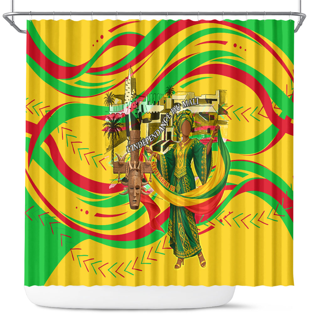 Mali Independence Day Shower Curtain Traditional West African Cultural Pride Flag Colors