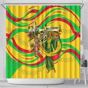 Mali Independence Day Shower Curtain Traditional West African Cultural Pride Flag Colors