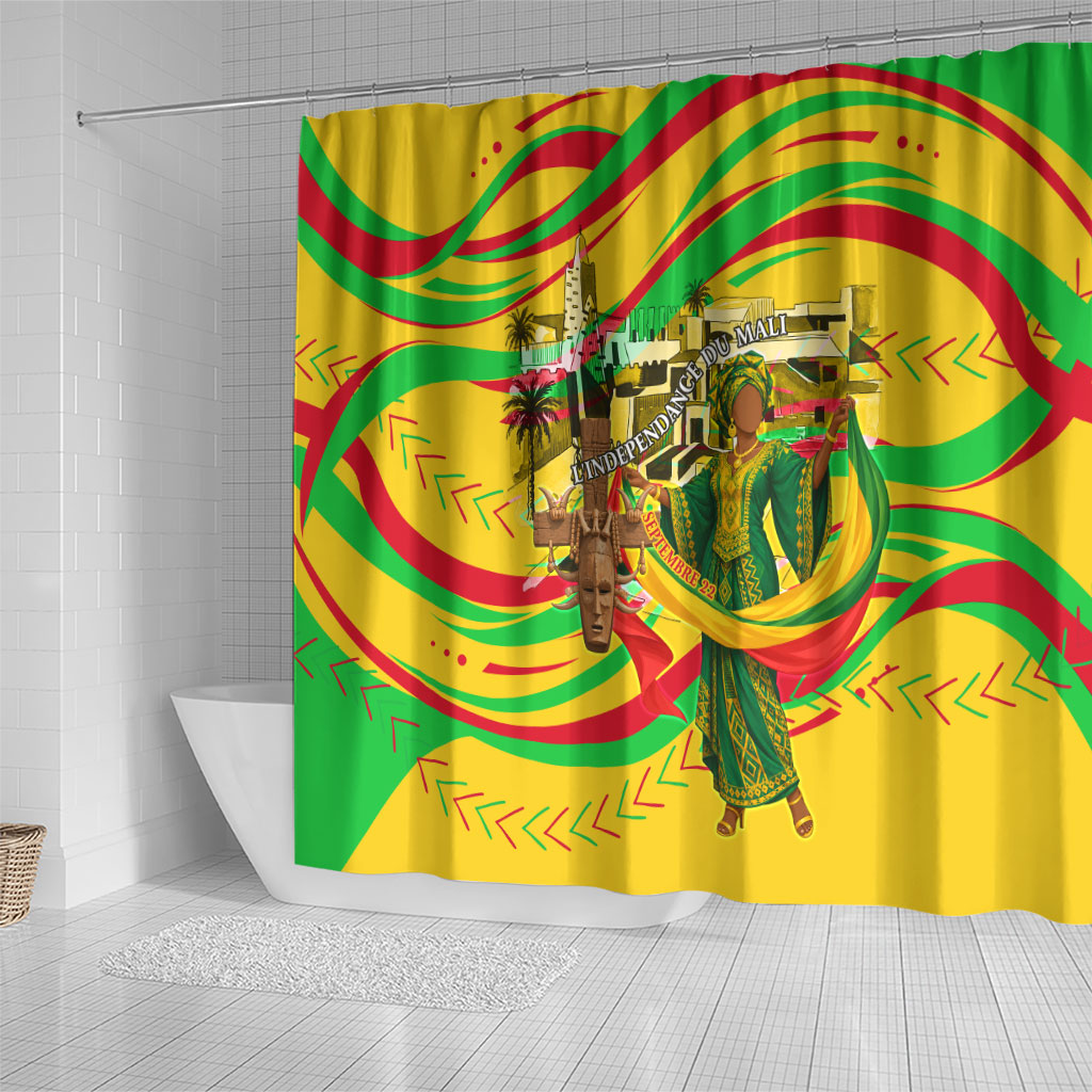 Mali Independence Day Shower Curtain Traditional West African Cultural Pride Flag Colors