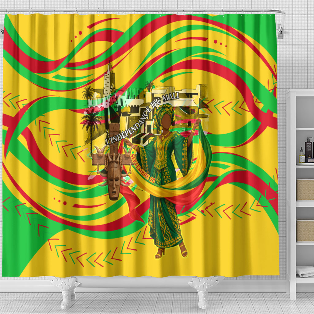 Mali Independence Day Shower Curtain Traditional West African Cultural Pride Flag Colors