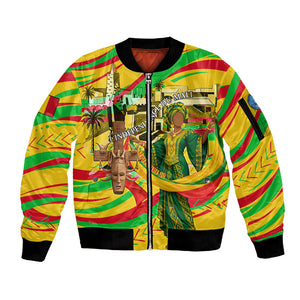 Mali Independence Day Sleeve Zip Bomber Jacket Traditional West African Cultural Pride Flag Colors