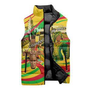 Mali Independence Day Sleeveless Puffer Jacket Traditional West African Cultural Pride Flag Colors