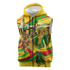 Mali Independence Day Sleeveless Zip Hoodie Traditional West African Cultural Pride Flag Colors