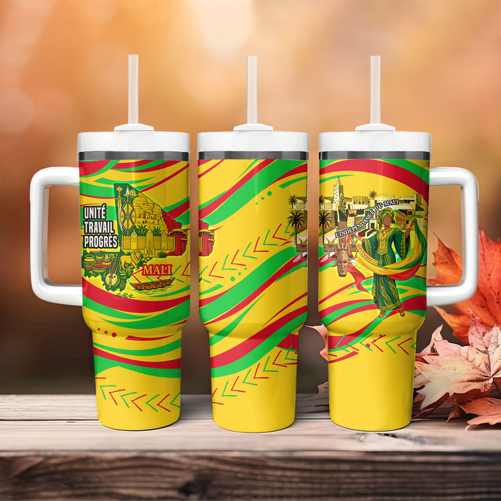 Mali Independence Day Tumbler With Handle Traditional West African Cultural Pride Flag Colors