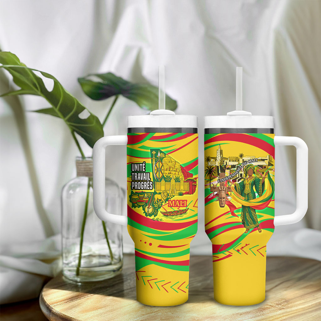 Mali Independence Day Tumbler With Handle Traditional West African Cultural Pride Flag Colors