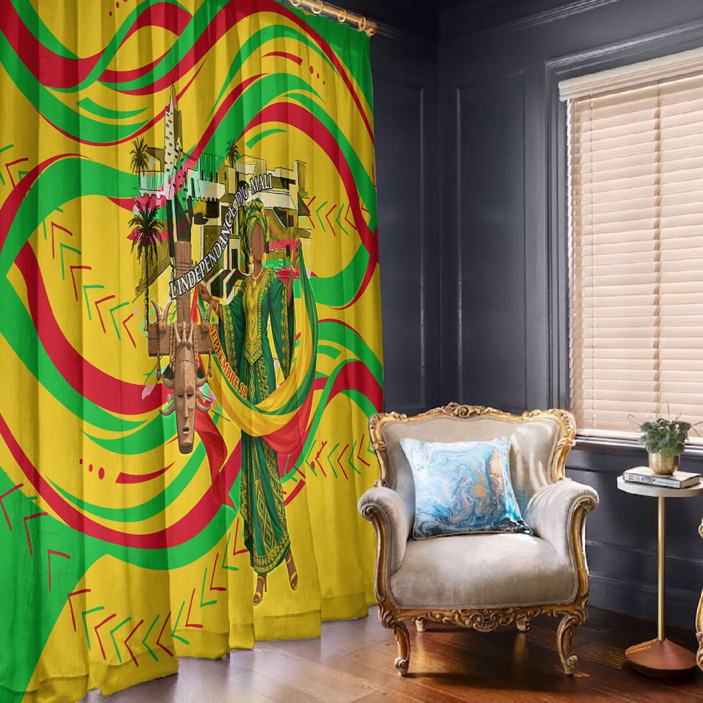 Mali Independence Day Window Curtain Traditional West African Cultural Pride Flag Colors