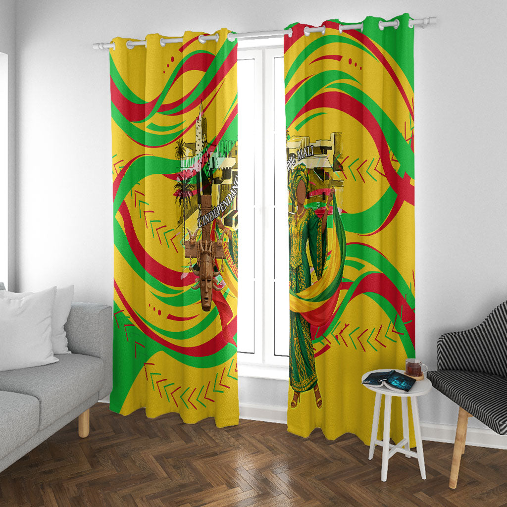 Mali Independence Day Window Curtain Traditional West African Cultural Pride Flag Colors