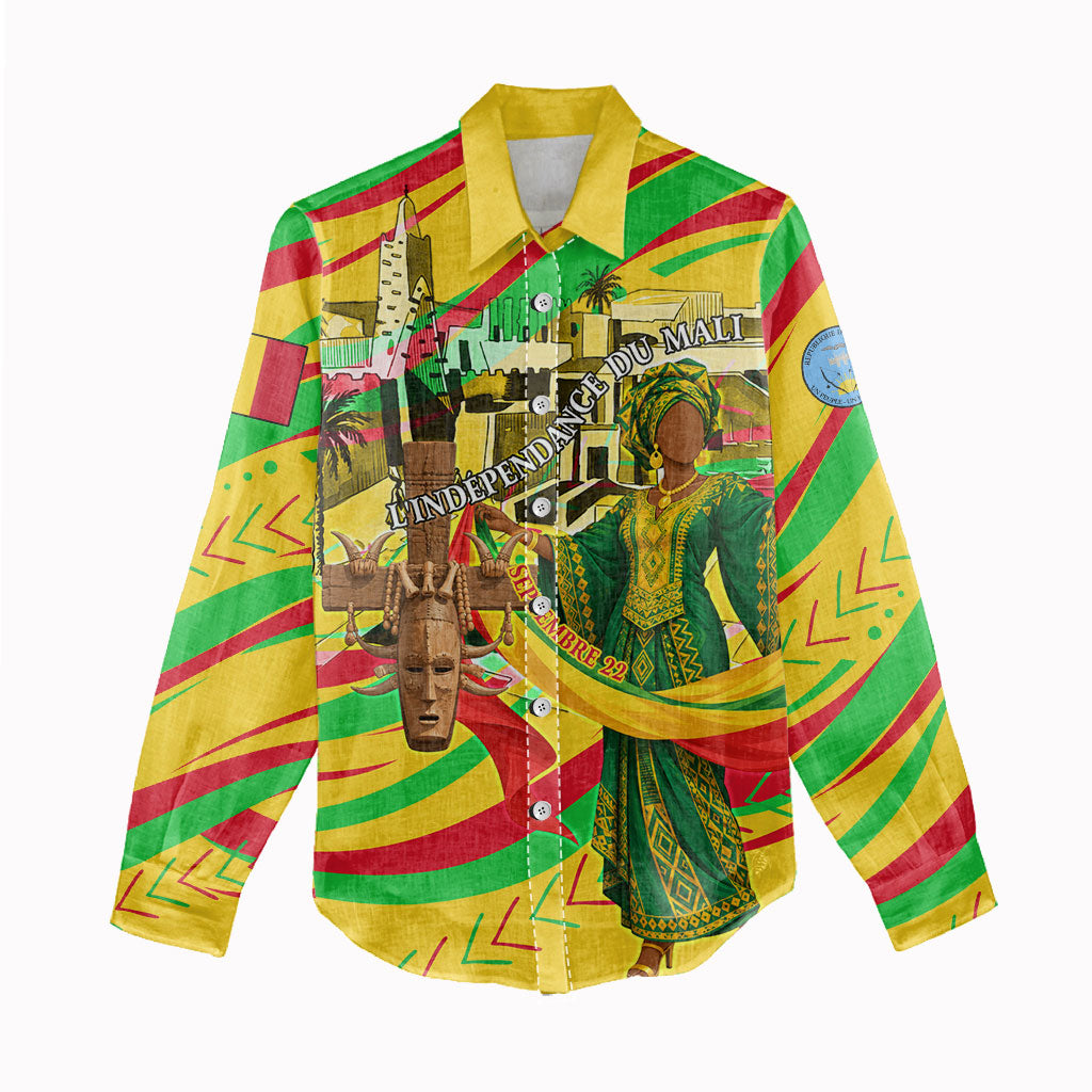 Mali Independence Day Women Casual Shirt Traditional West African Cultural Pride Flag Colors