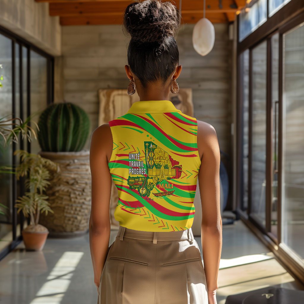 Mali Independence Day Women Sleeveless Polo Shirt Traditional West African Cultural Pride Flag Colors