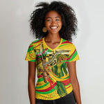 Mali Independence Day Women V-Neck T-Shirt Traditional West African Cultural Pride Flag Colors
