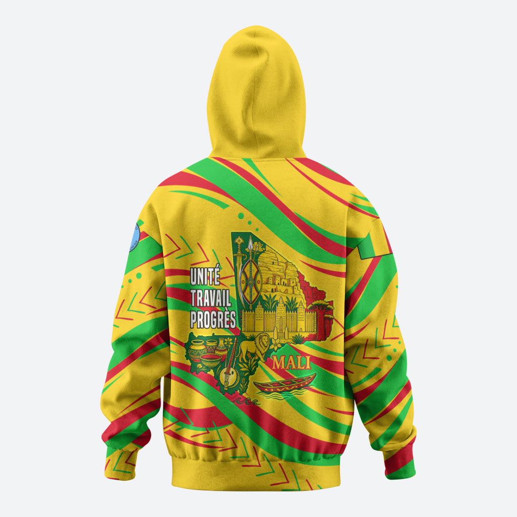 Mali Independence Day Zip Hoodie Traditional West African Cultural Pride Flag Colors