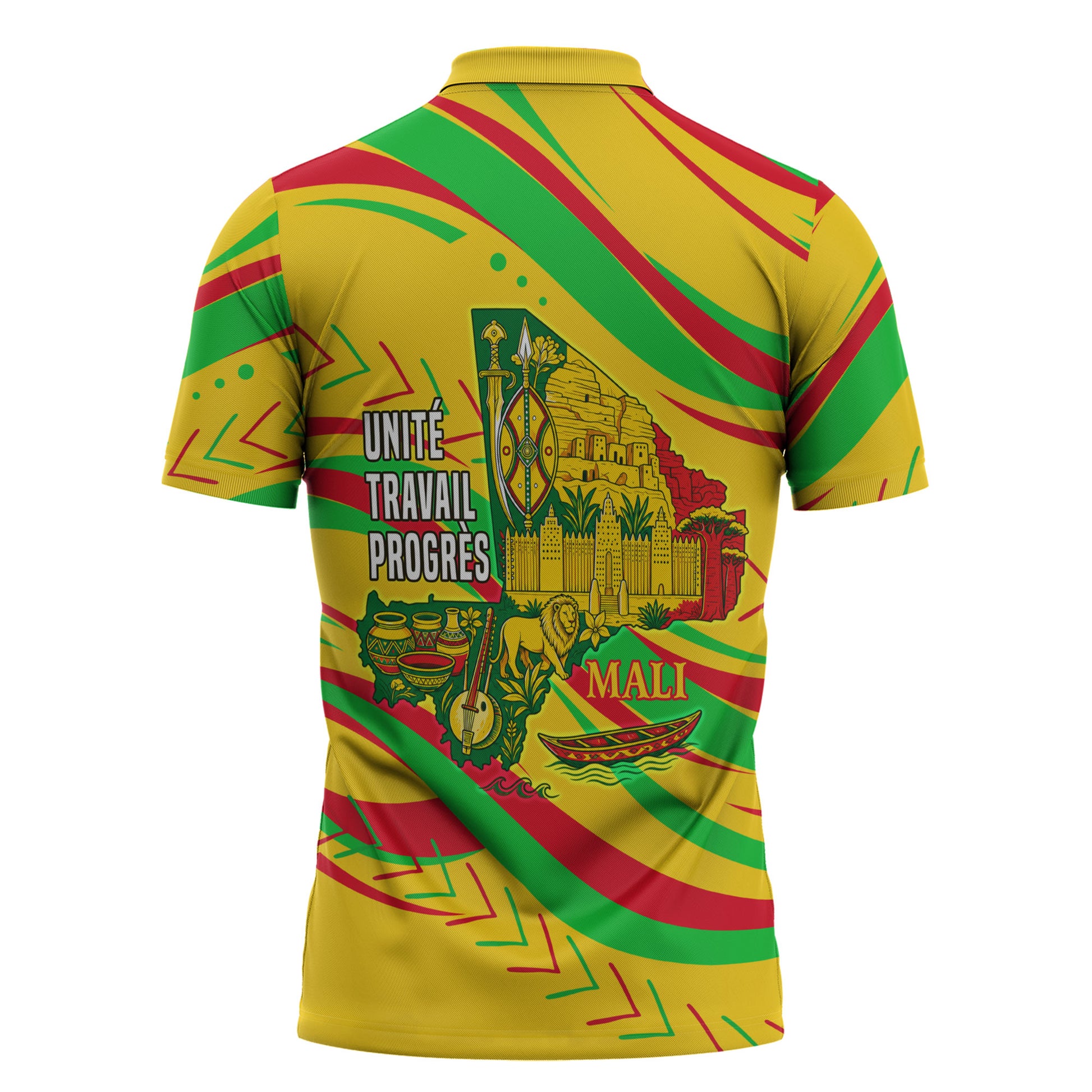 Mali Independence Day Zipper Polo Shirt Traditional West African Cultural Pride Flag Colors