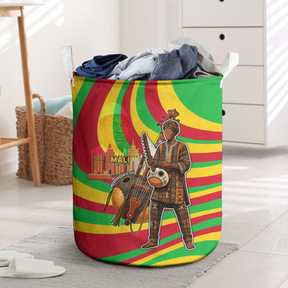 Mali Independence Day Laundry Basket West African Kora Musician Cultural
