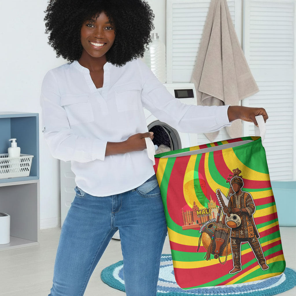 Mali Independence Day Laundry Basket West African Kora Musician Cultural