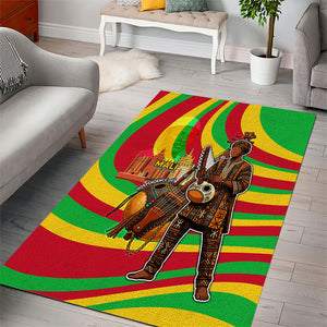 Mali Independence Day Area Rug West African Kora Musician Cultural
