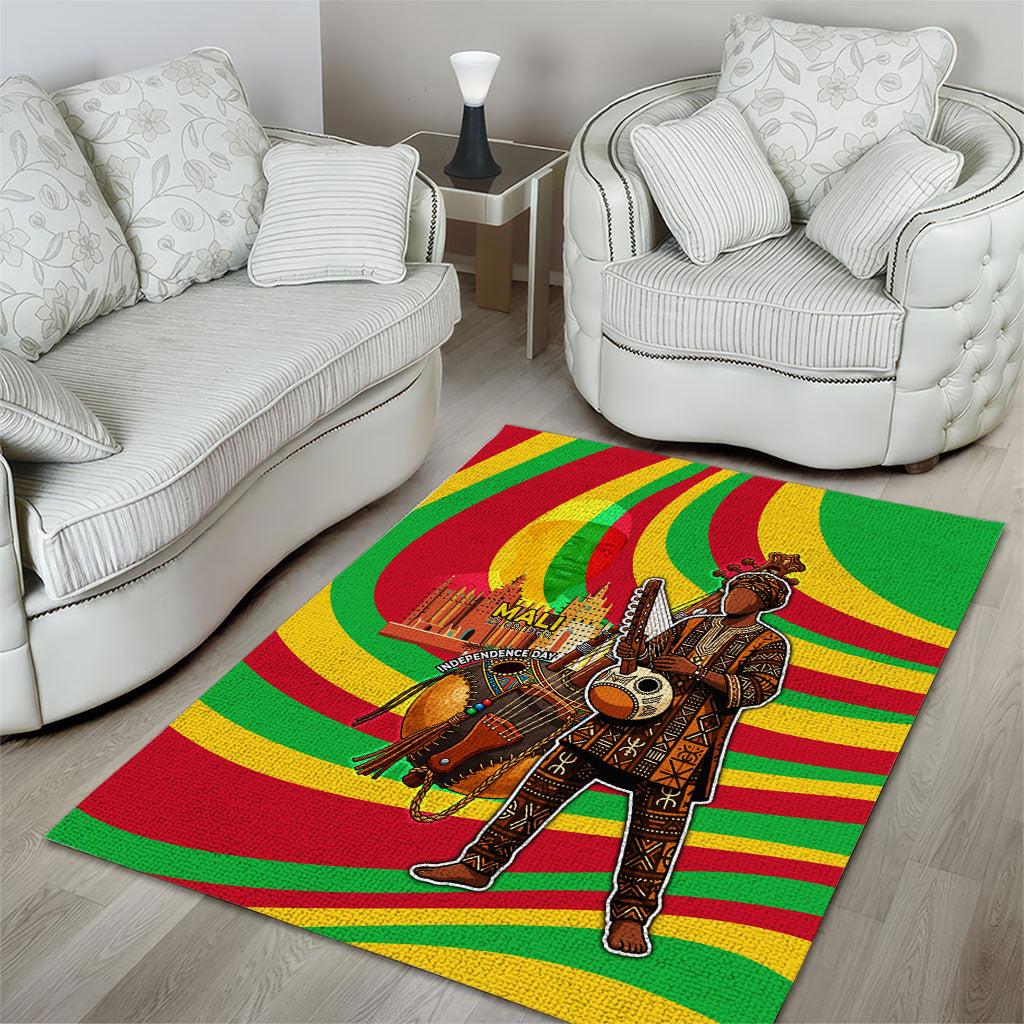 Mali Independence Day Area Rug West African Kora Musician Cultural