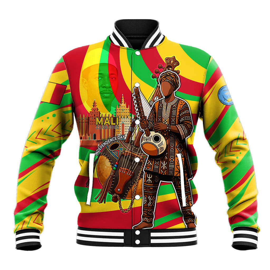 Mali Independence Day Baseball Jacket West African Kora Musician Cultural