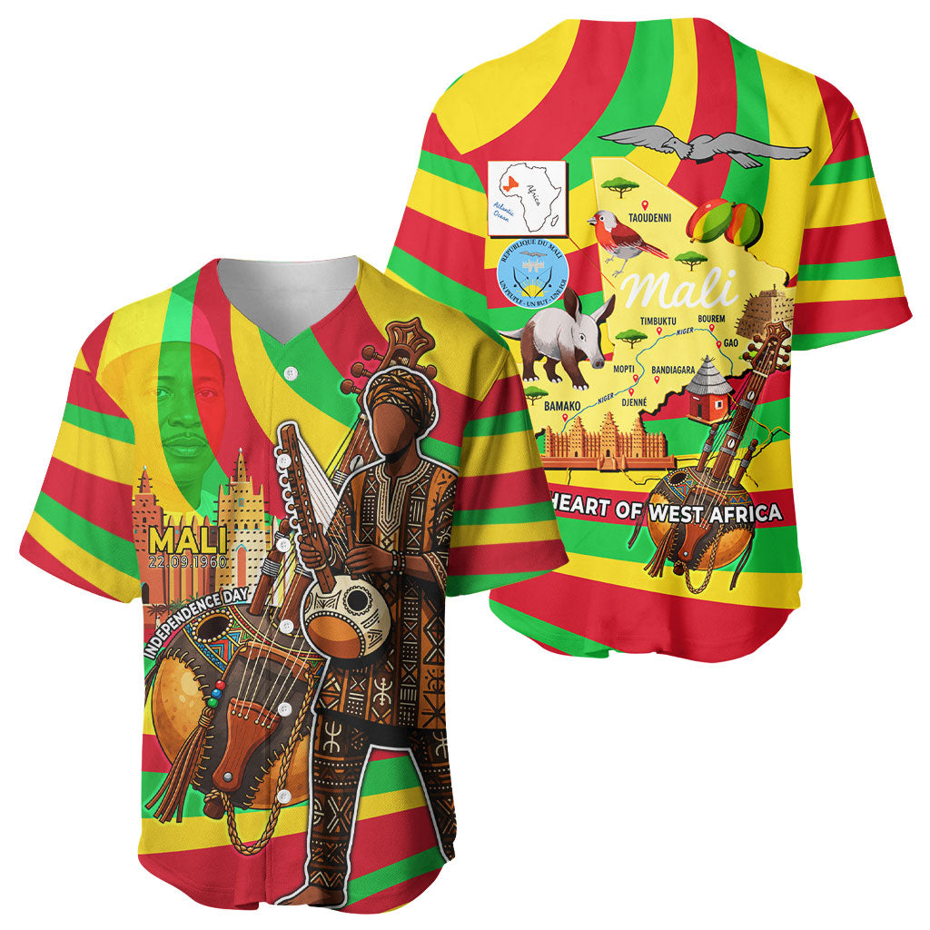 Mali Independence Day Baseball Jersey West African Kora Musician Cultural