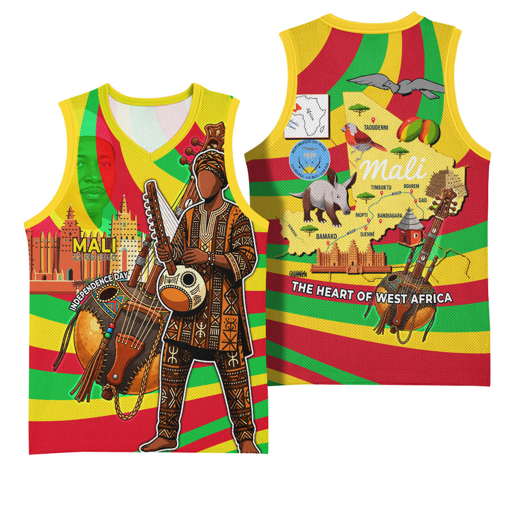 Mali Independence Day Basketball Jersey West African Kora Musician Cultural