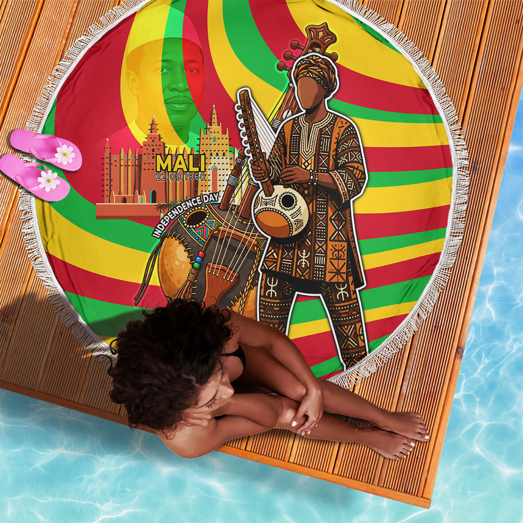 Mali Independence Day Beach Blanket West African Kora Musician Cultural