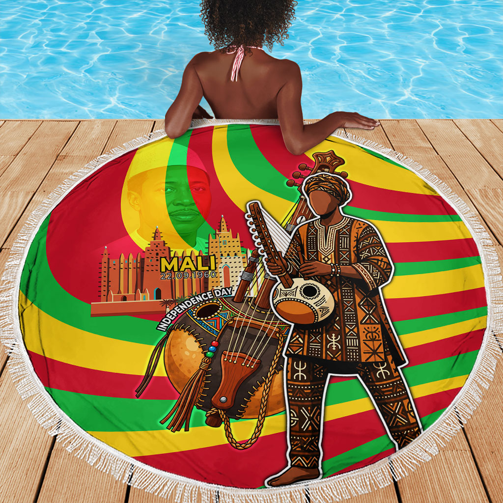 Mali Independence Day Beach Blanket West African Kora Musician Cultural