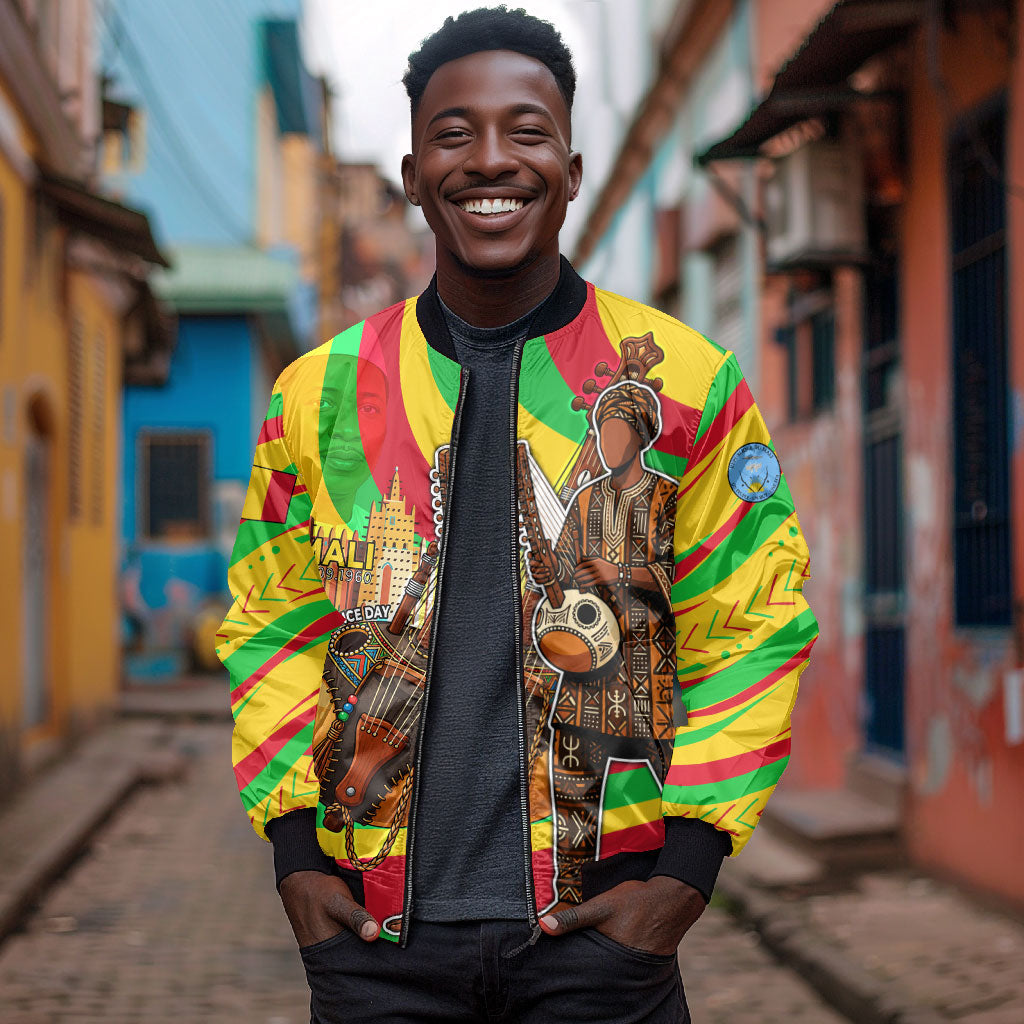 Mali Independence Day Bomber Jacket West African Kora Musician Cultural