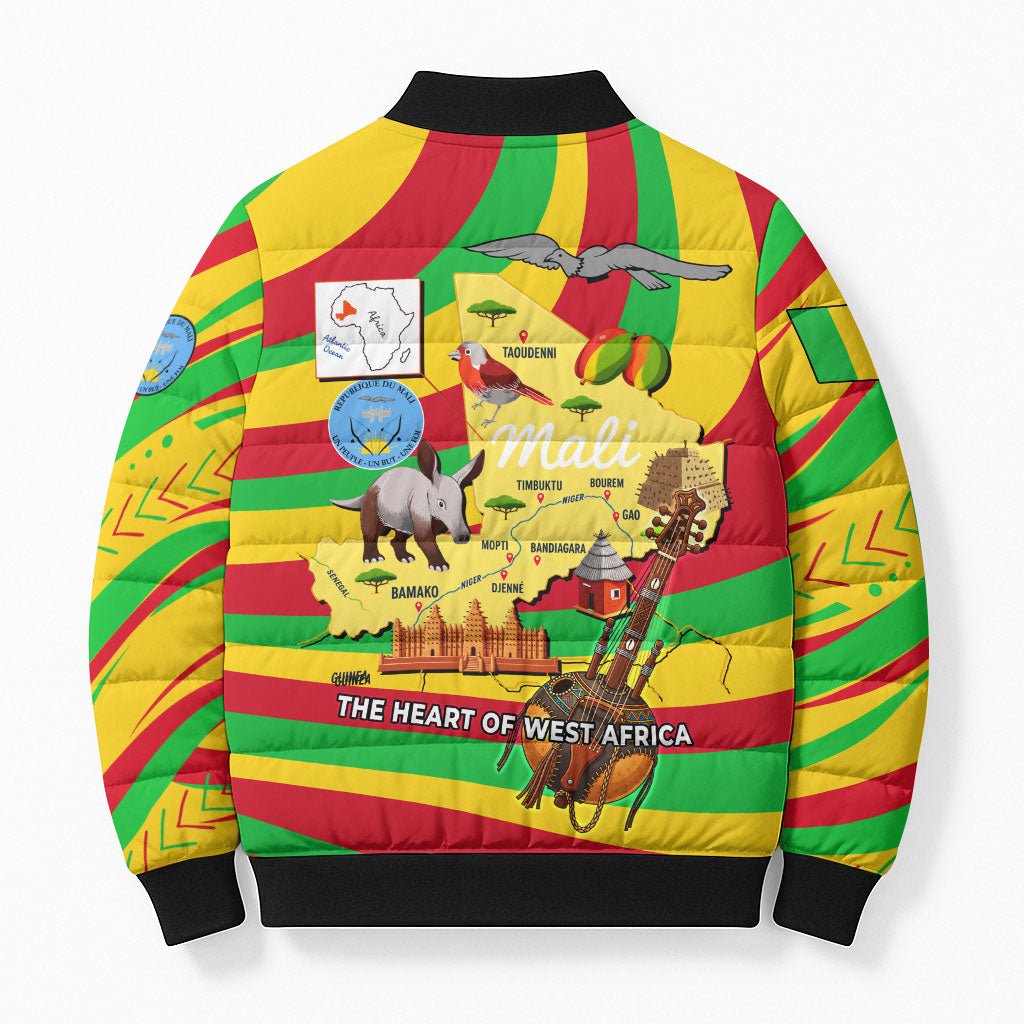 Mali Independence Day Bomber Puffer Jacket West African Kora Musician Cultural