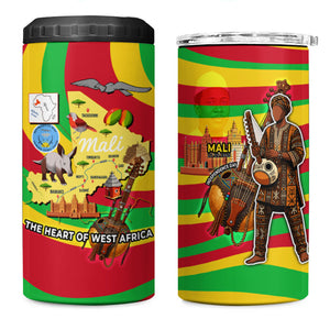Mali Independence Day 4 in 1 Can Cooler Tumbler West African Kora Musician Cultural