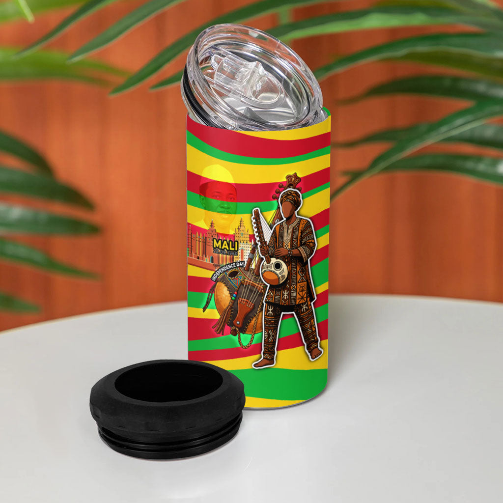 Mali Independence Day 4 in 1 Can Cooler Tumbler West African Kora Musician Cultural