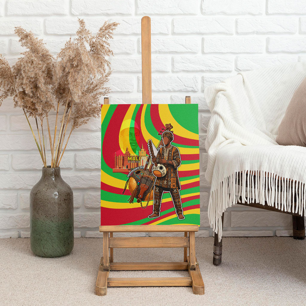 Mali Independence Day Canvas Wall Art West African Kora Musician Cultural