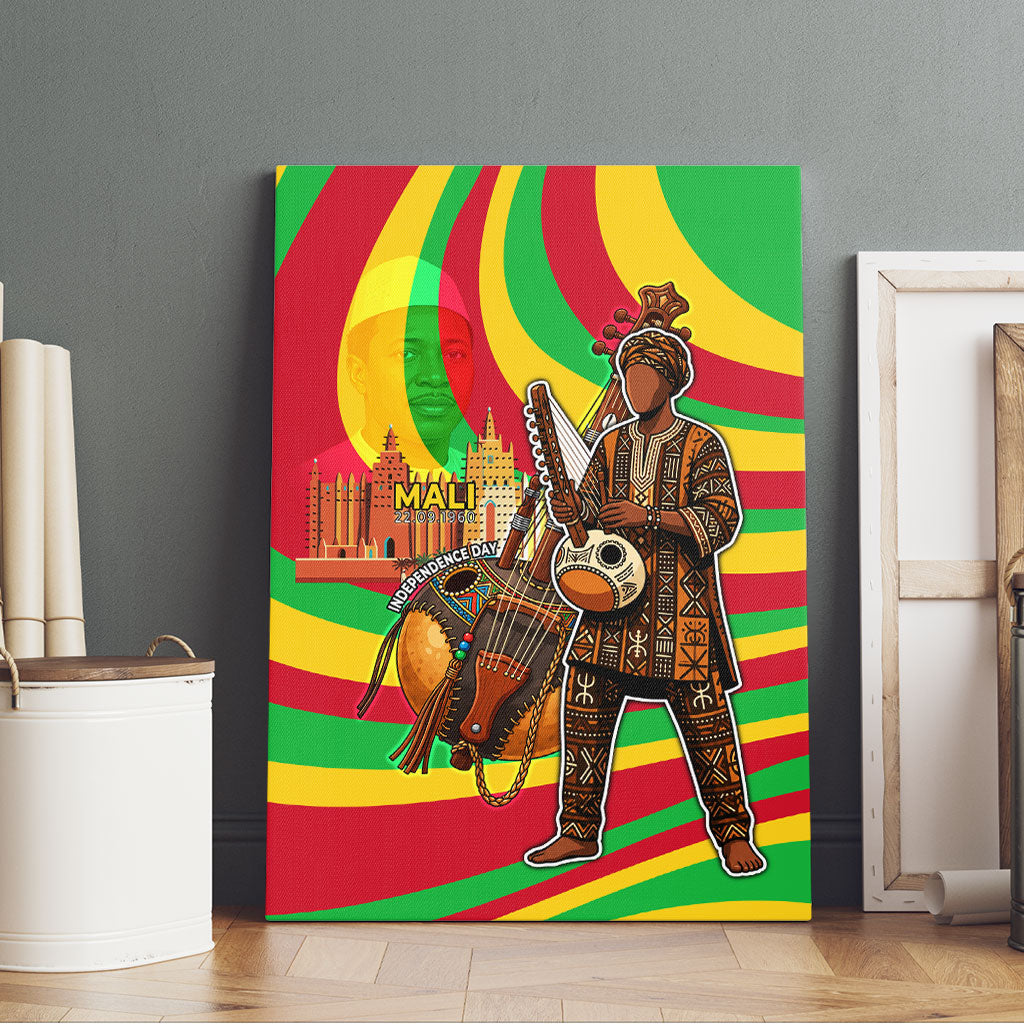 Mali Independence Day Canvas Wall Art West African Kora Musician Cultural