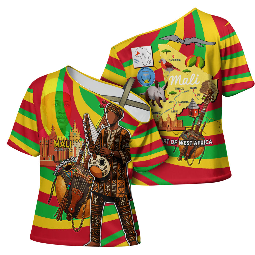 Mali Independence Day Cross Shoulder Shirt West African Kora Musician Cultural