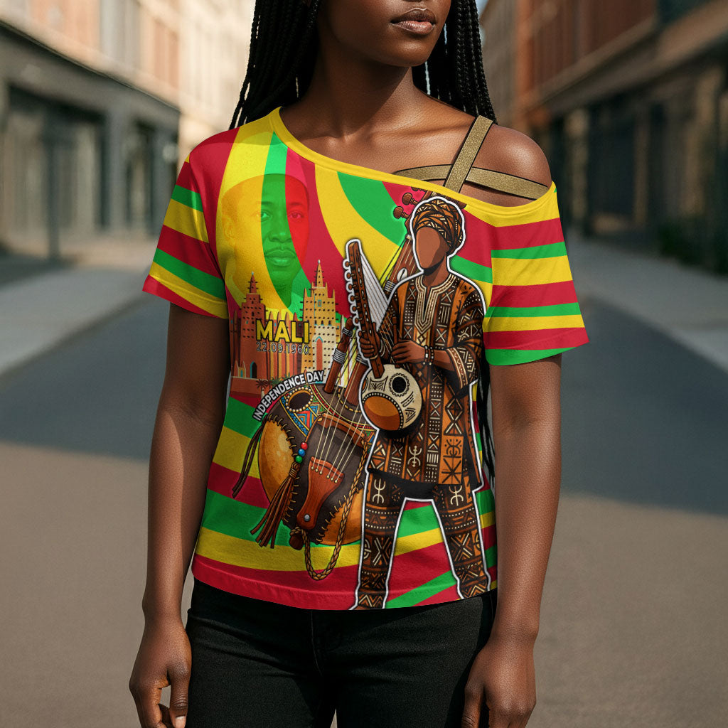 Mali Independence Day Cross Shoulder Shirt West African Kora Musician Cultural