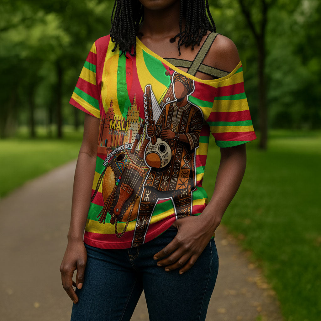 Mali Independence Day Cross Shoulder Shirt West African Kora Musician Cultural