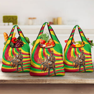 Mali Independence Day Grocery Bag West African Kora Musician Cultural