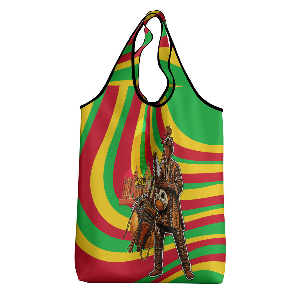 Mali Independence Day Grocery Bag West African Kora Musician Cultural