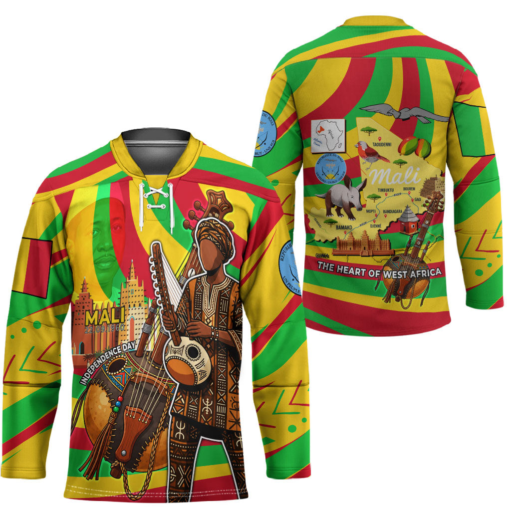 Mali Independence Day Hockey Jersey West African Kora Musician Cultural