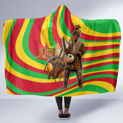 Mali Independence Day Hooded Blanket West African Kora Musician Cultural