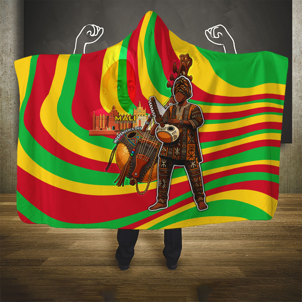 Mali Independence Day Hooded Blanket West African Kora Musician Cultural