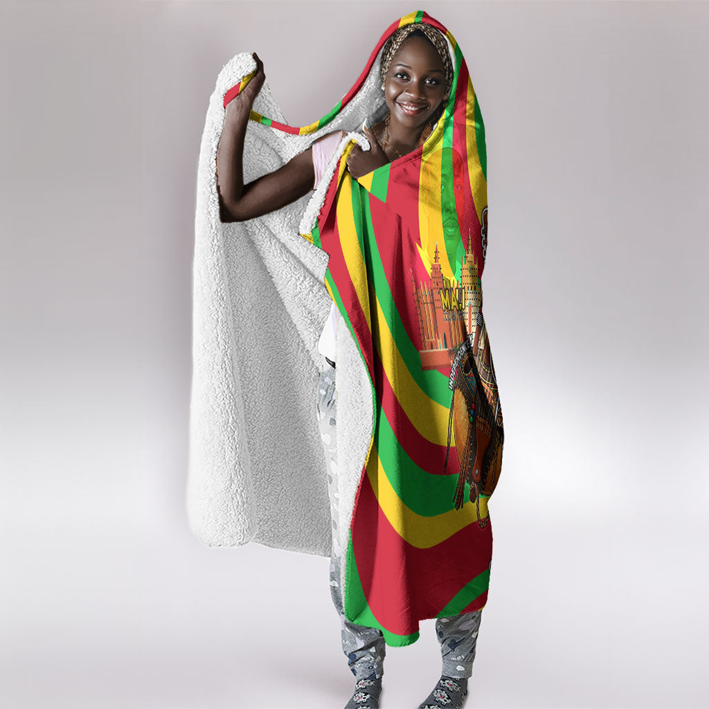 Mali Independence Day Hooded Blanket West African Kora Musician Cultural