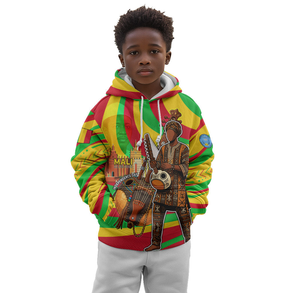 Mali Independence Day Kid Hoodie West African Kora Musician Cultural