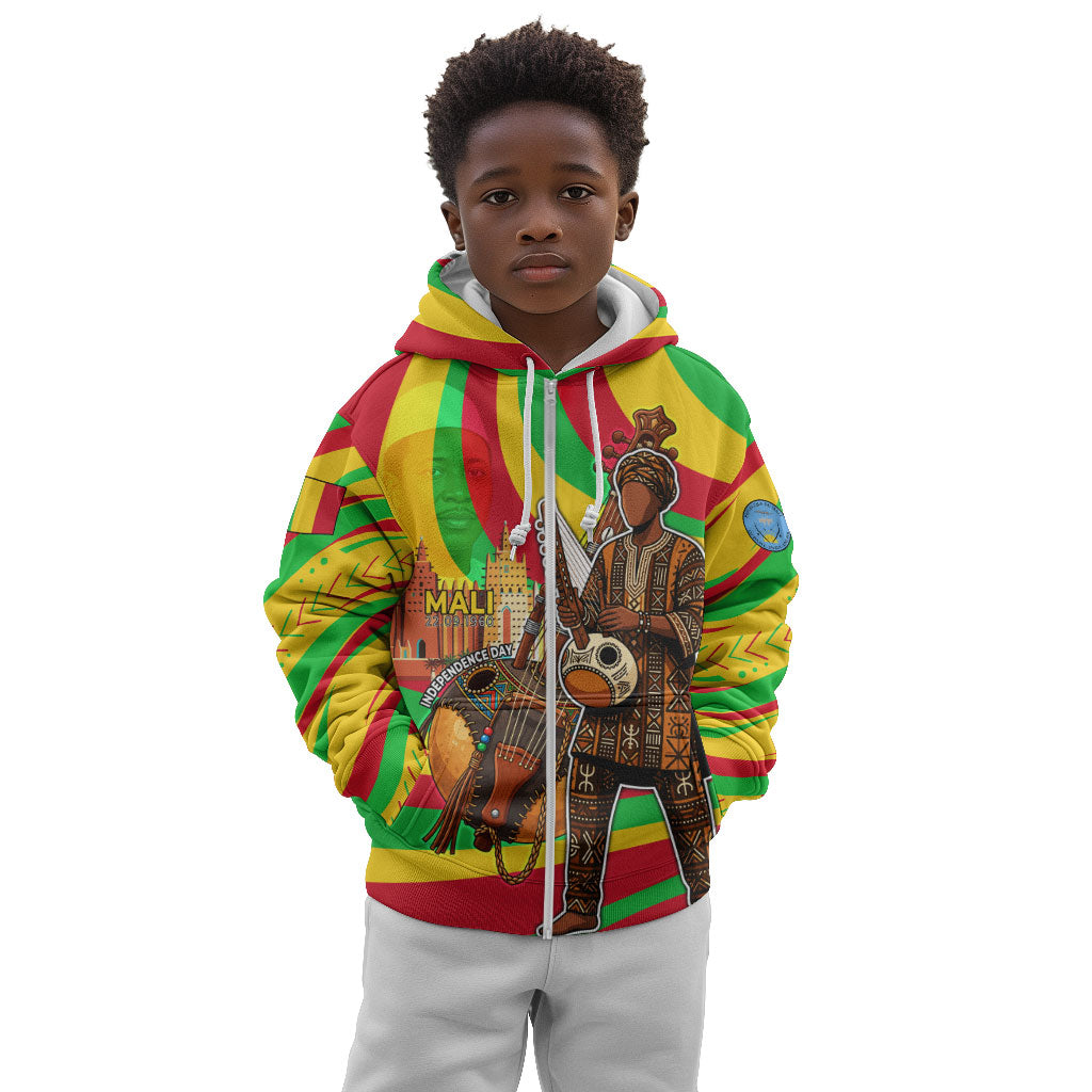 Mali Independence Day Kid Hoodie West African Kora Musician Cultural