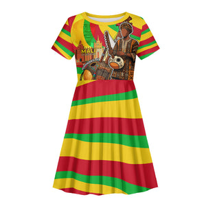 Mali Independence Day Kid Short Sleeve Dress West African Kora Musician Cultural