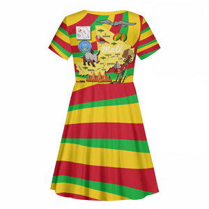 Mali Independence Day Kid Short Sleeve Dress West African Kora Musician Cultural