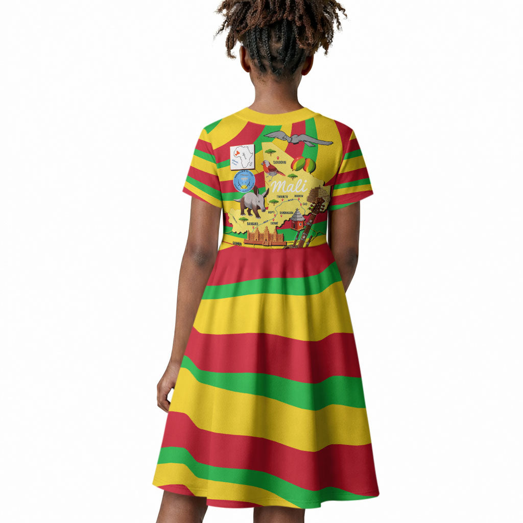 Mali Independence Day Kid Short Sleeve Dress West African Kora Musician Cultural