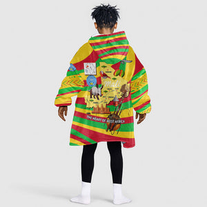 Mali Independence Day Kid Wearable Blanket Hoodie West African Kora Musician Cultural
