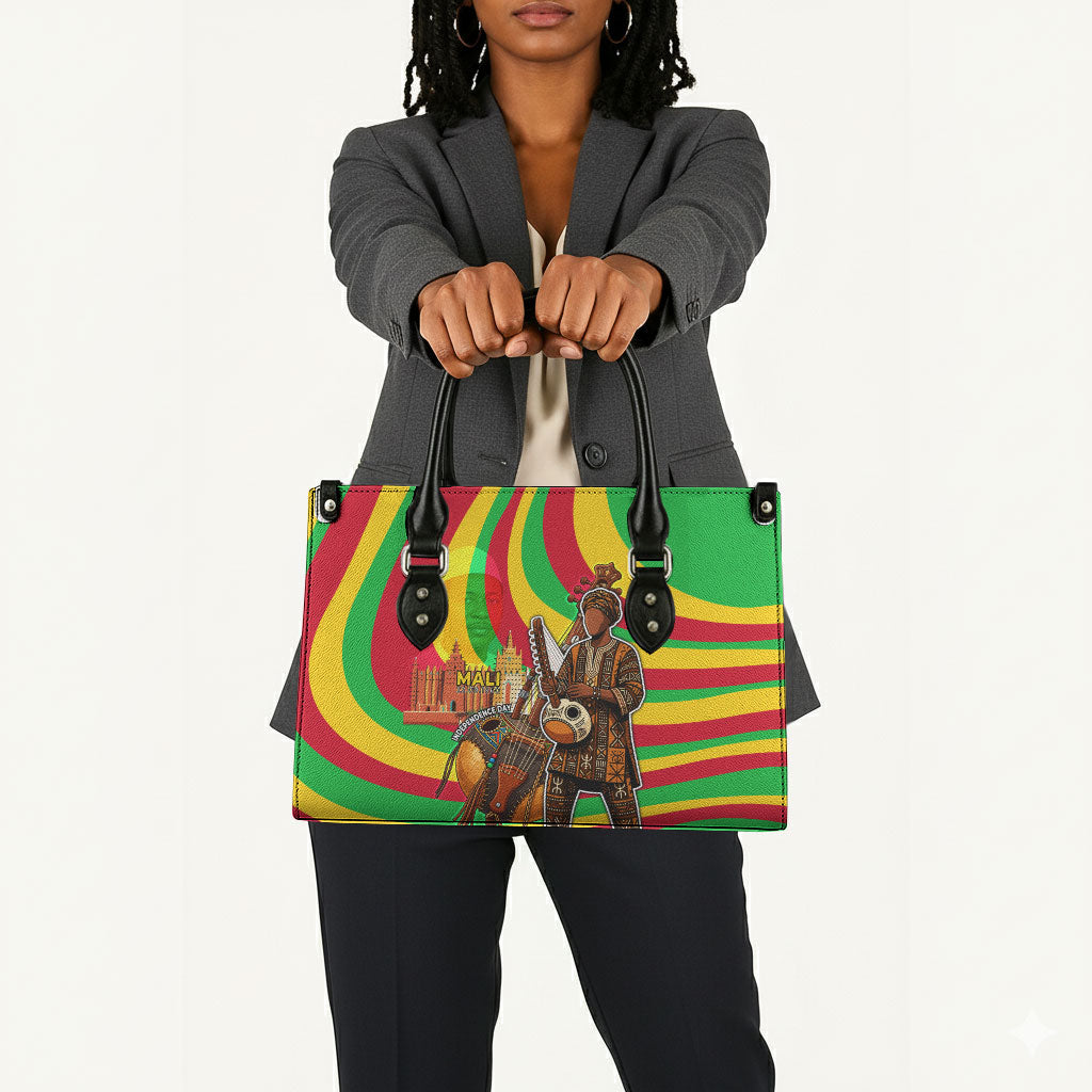 Mali Independence Day Leather Bag West African Kora Musician Cultural