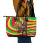 Mali Independence Day Leather Tote Bag West African Kora Musician Cultural