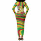 Mali Independence Day Long Sleeve Bodycon Dress West African Kora Musician Cultural