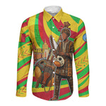 Mali Independence Day Long Sleeve Button Shirt West African Kora Musician Cultural